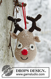 Rudolf / DROPS Extra 0-858 - Crochet DROPS Christmas reindeer in ”Safran”. 