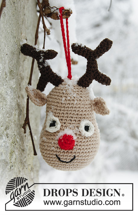 Rudolf / DROPS Extra 0-858 - Crochet DROPS Christmas reindeer in ”Safran”. 