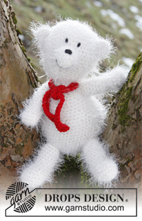 Knut / DROPS Extra 0-872 - Crochet DROPS Christmas polar bear in Symphony. 