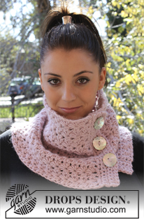 Galaxica / DROPS Extra 0-879 - Crochet DROPS Neck warmer in Drops Loves You #2 or Snow
