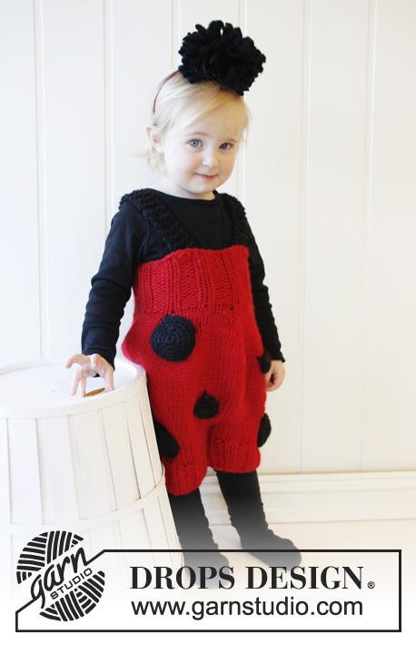 Cute as a bug / DROPS Extra 0-889 - Pantalon tricoté en DROPS Snow pour déguisement de coccinelle. Du 1 au 6 ans.
