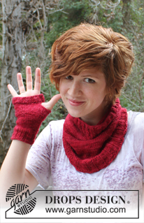 DROPS Extra 0-903 - Knitted DROPS neck warmer and wrist warmers in DROPS ♥ You #3 or Karisma.     