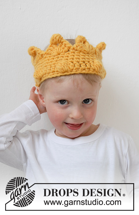King Arthur / DROPS Extra 0-924 - Crochet crown for children in DROPS Snow. Size 2 - 7 years. 