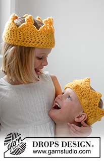 King Arthur / DROPS Extra 0-924 - Crochet crown for children in DROPS Snow. Size 2 - 7 years. 