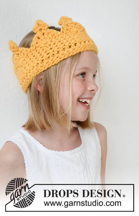 Queen Guinevere / DROPS Extra 0-925 - Crochet crown for children in DROPS Snow. Size 2 - 7 years. 