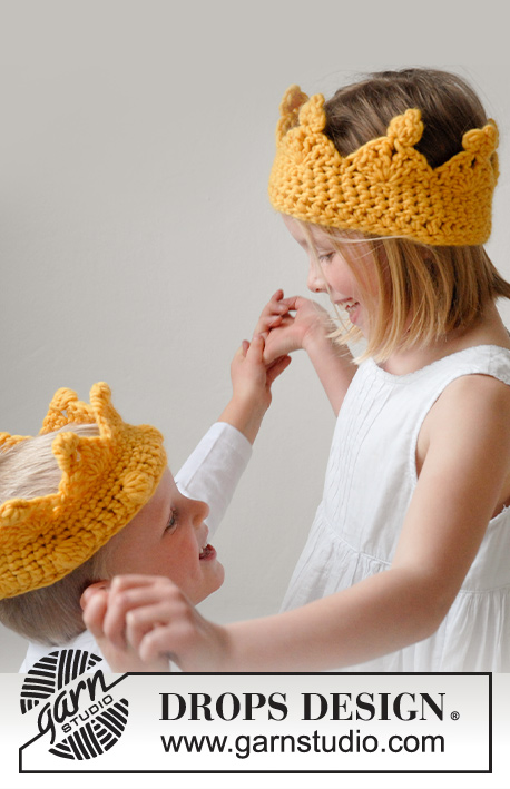 Queen Guinevere / DROPS Extra 0-925 - Crochet crown for children in DROPS Snow. Size 2 - 7 years. 