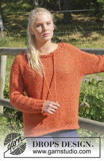Autumn Love / DROPS Extra 0-937 - Knitted DROPS jumper with raglan, eyelet holes and string, worked top down in ”DROPS ♥ YOU #4” or ”Nepal”. Size: S - XXXL.