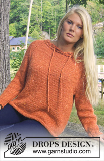 Autumn Love / DROPS Extra 0-937 - Knitted DROPS jumper with raglan, eyelet holes and string, worked top down in ”DROPS ♥ YOU #4” or ”Nepal”. Size: S - XXXL.