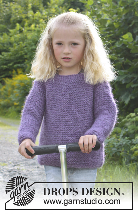 Jenny / DROPS Extra 0-941 - DROPS pulovr pletený vroubkovým vzorem z příze DROPS ♥ YOU #4.