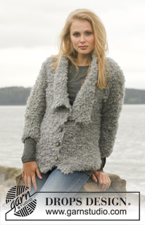 DROPS Extra 0-950 - Knitted DROPS jacket in garter st with lapels in Puddel. Size: S - XXXL.