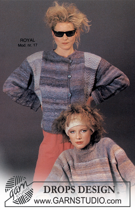 DROPS 1-17 - Rozpinany sweter na drutach, z włóczki DROPS Royal. Rozmiar M.