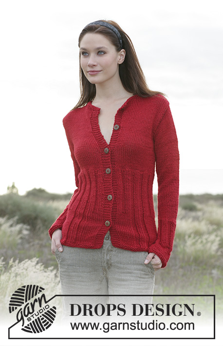 Gillian / DROPS 100-2 - Rozpinany sweter na drutach, ze ściągaczem, z włóczki DROPS Silke Alpaca. Od S do XXL.