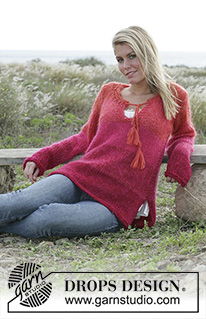 Sunset Kiss / DROPS 100-3 - DROPS tunic with stripes in Vivaldi or Brushed Alpaca Silk and Alpaca.
