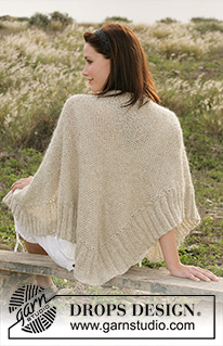 Upstate / DROPS 100-4 - DROPS Shawl knitted in moss stitches with “Vivaldi” and “Cotton Viscose”.
