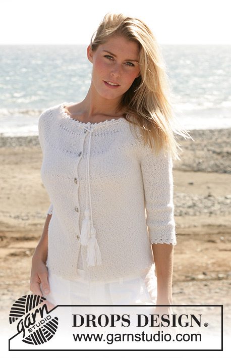 DROPS 100-7 - DROPS jacket in garter sts knitted from side to side with picot borders in “Alpaca”. 