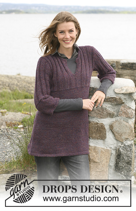 City Views / DROPS 102-10 - DROPS tunic with Rib knitted  with 2 threads of ”Alpaca”. Size S-XXXL.