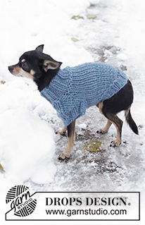 Winter Woof / DROPS 102-44 - Gestrickter Hundepullover / Pullover für Hunde in DROPS Snow. Die Arbeit wird ab dem Hals bis zum Schwanz gestrickt. Größe XS - L.
