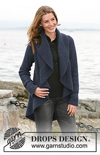 Blue Moon / DROPS 102-6 - Knitted circular jacket in DROPS Silke Alpaca or DROPS Air, with texture pattern Size: S – XXXL