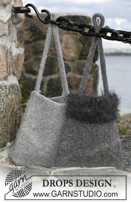 DROPS 103-41 - Felted DROPS bags: One bag in ”Snow” and 1 bag in ”Snow” and ”Puddel”