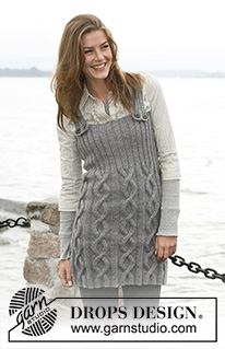 Winter Song / DROPS 103-6 - DROPS Dress with shoulder straps in ”Alaska” knitted with cables and Rib. Size S to XXL