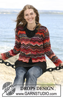 Felicia Smiles / DROPS 104-1 - Colourful DROPS cardigan in ”Fabel” with zig-zag pattern, sizes S to XXXL 
