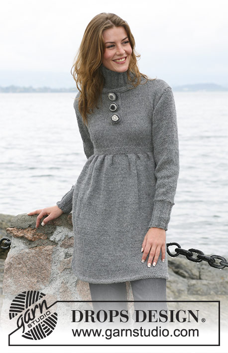 Marimar / DROPS 104-7 - DROPS tunic with pleats and closed front edge in 2 threads “Alpaca”. Sizes: S - XXXL
