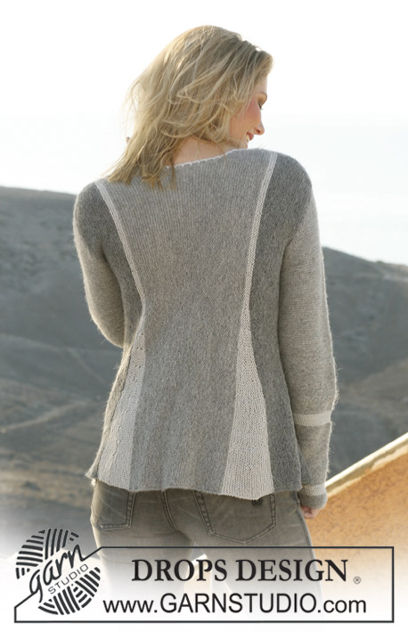 Greyscale / DROPS 106-1 - Casaco plissado DROPS tricotado de um lado ao outro em ponto jarreteira em Alpaca e Cotton Viscose – Tamanhos  S-XXXL 
