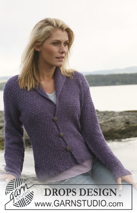 The Myth of Amethyst / DROPS 108-13 - Knitted DROPS jacket with textured pattern in ”Alpaca”. Size S - XXXL.