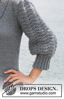Svetlana / DROPS 108-2 - Rozpinany sweter na drutach, dżersejem, z rękawami wzorem fal, z włóczek DROPS Alpaca i DROPS Kid-Silk. Od S do XXXL