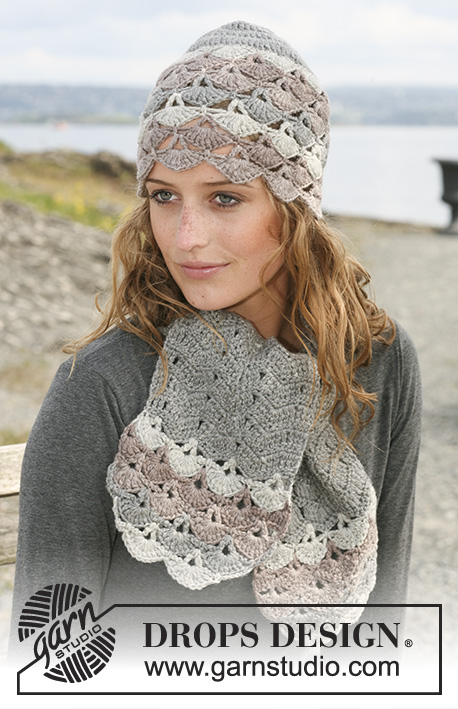 Winter Fanfare / DROPS 108-26 - DROPS crochet hat and scarf in ”Karisma Superwash”. Yarn alternative ”Merino”.