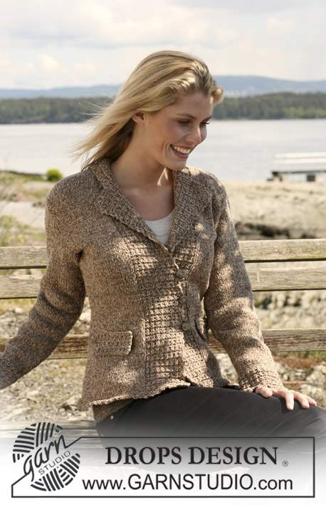 DROPS 108-27 - DROPS Jacket in 2 strands “Alpaca” with textured pattern. Size S - XXXL.