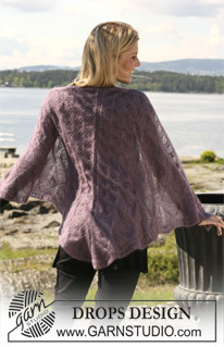 Dragon Scale / DROPS 108-8 - Knitted DROPS shawl with lace pattern in ”Kid-Silk”.