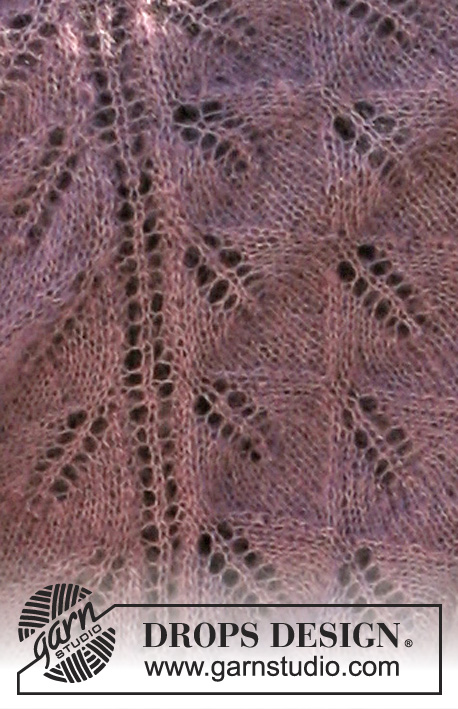 Dragon Scale / DROPS 108-8 - Knitted DROPS shawl with lace pattern in ”Kid-Silk”.