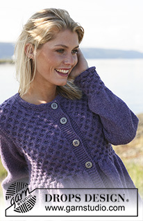 Juni / DROPS 110-22 - Knitted DROPS jacket with honeycomb pattern in 2 threads ”Alpaca”. Size S - XXXL.