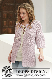Pink Rum / DROPS 111-28 - DROPS jacket knitted from side to side in garter st in 1 thread Ice or 2 threads Paris. Size S - XXXL.