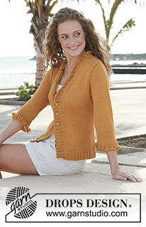 Sunny Side Of Life / DROPS 111-33 - DROPS jacket in stocking st with flounce borders in ”Alpaca”. Size S - XXXL.