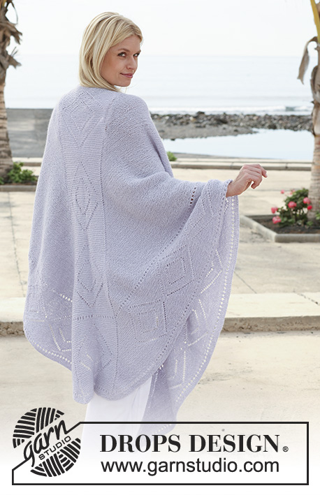 Lady Splendour / DROPS 111-6 - DROPS shawl in garter st with lace pattern in ”Alpaca”.