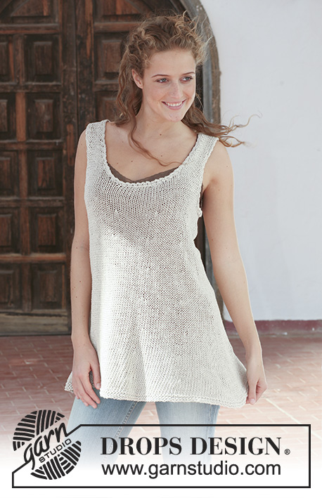 Aliz / DROPS 112-10 - Knitted DROPS tunic in ” Bomull-Lin”. Size S - XXXL. 
