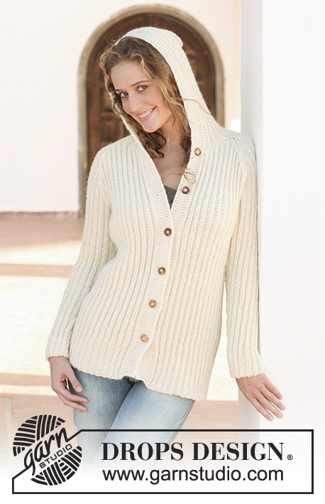 Traffic / DROPS 112-29 - Knitted DROPS jacket with pattern and raglan sleeve in ”Classic Alpaca” or Puna. Size S - XXXL.