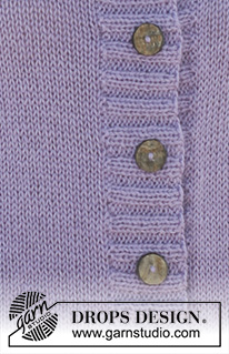 Sweet Viola / DROPS 112-30 - Long DROPS jacket in stocking st with rib borders in 2 threads ”Alpaca”. Size S - XXXL.