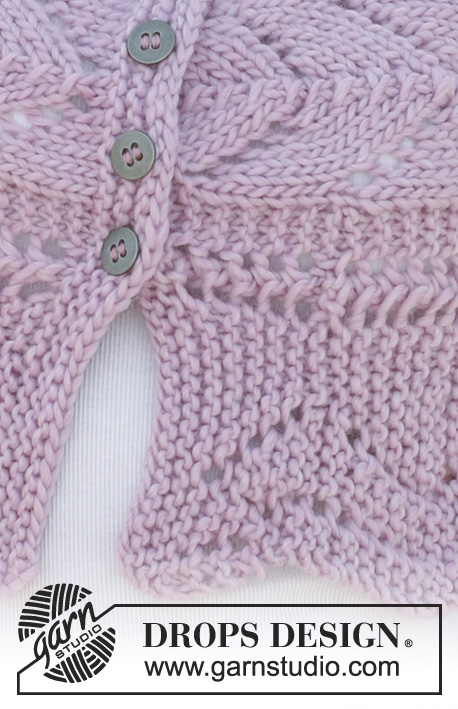 Faustine in Pink / DROPS 112-32 - Gestricktes DROPS Schultertuch mit Lochmuster in ”Snow”.