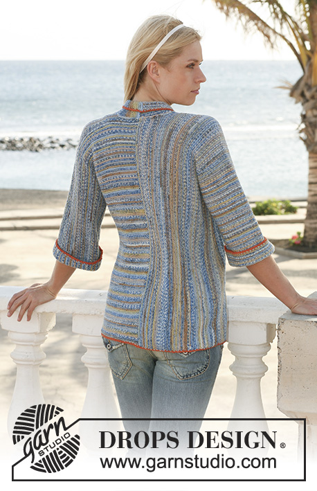 Ocean Shore / DROPS 112-36 - DROPS jacket in garter st in ”Fabel”. Knitted in 2 pieces with different knitting directions. Size S - XXXL.