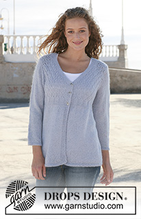 Summer Chill / DROPS 112-37 - DROPS jacket in ”Alpaca” and ”Kid-Silk” with 3/4 sleeves. Size S - XXXL.