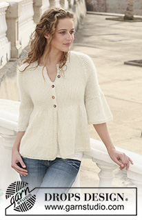 Abril / DROPS 112-8 - Knitted DROPS jacket with rib and raglan sleeve in ”Alpaca” and ”Kid-Silk”. Size S - XXXL.