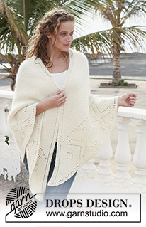 Kiss You All Over / DROPS 113-35 - DROPS shawl in garter st with lace pattern in ”Merino Extra Fine” and “Kid Silk”.
