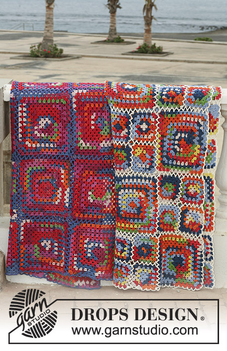 Crayon Box / DROPS 113-36 - Crochet DROPS blanket in ”Muskat Soft”.