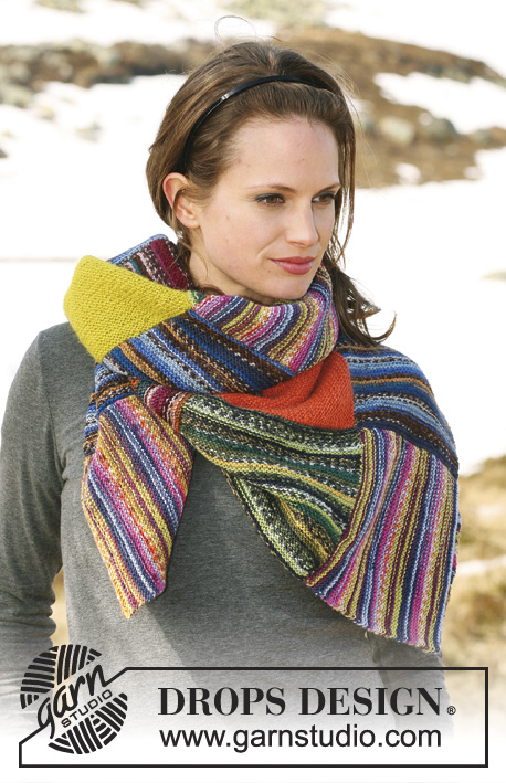 Happy Patch / DROPS 114-20 - DROPS shawl with squares in garter st in ”Fabel” and ”Alpaca”.