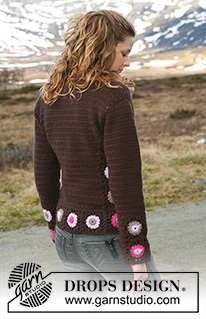 Say It With Flowers / DROPS 115-14 - Crochet DROPS jacket in ”Merino Extra Fine” with crochet squares. Size S – XXXL.