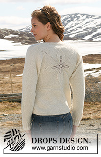 Star Gazer / DROPS 115-3 - DROPS jacket in stocking st with pattern on back piece in ”Alpaca” and ” Vivaldi”. Worked in different knitting directions. Size S - XXXL.