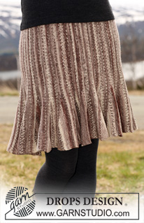 Shitake Flare / DROPS 115-41 - DROPS Skirt in ”Fabel” knitted from side to side with shortened rows. Size S - XXXL 